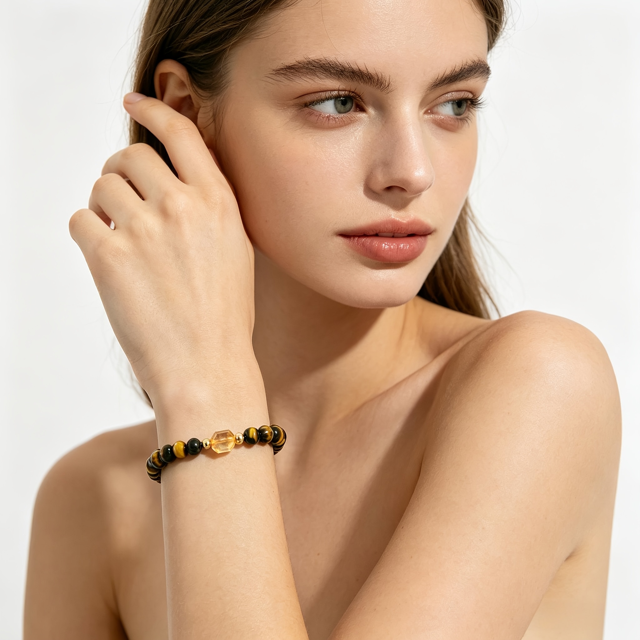 Women's Tiger's Eye Amber Bracelet for Wealth Attraction